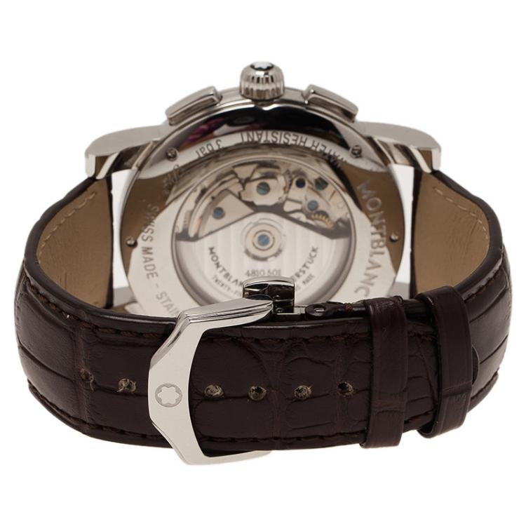 Pre Owned Montblanc Silver Stainless Steel Star Men's Wristwatch 44MM