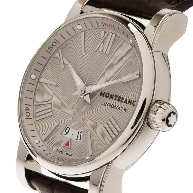 Pre Owned Montblanc Silver Stainless Steel Star Men's Wristwatch 41MM