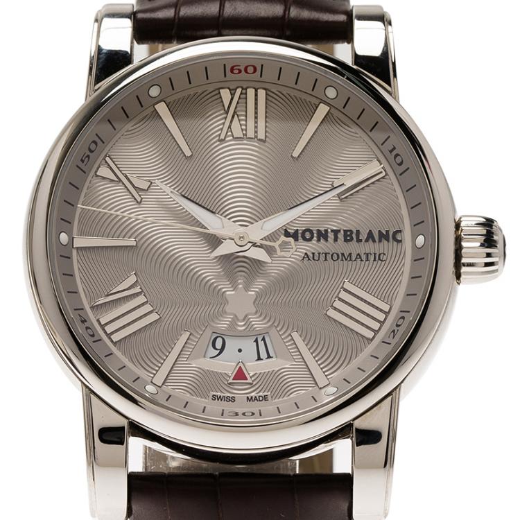Pre Owned Montblanc Silver Stainless Steel Star Men's Wristwatch 41MM
