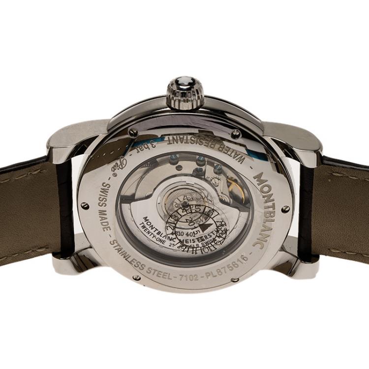 Pre Owned Montblanc Silver Stainless Steel Star Men's Wristwatch 41MM