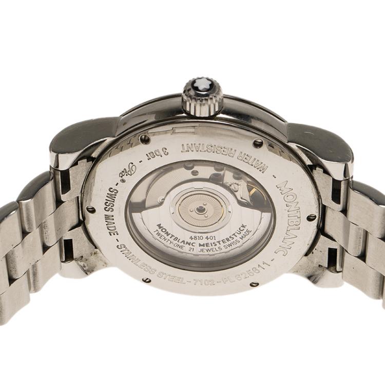 Pre Owned Montblanc Black Stainless Steel Star Automatic Men's Wristwatch 40MM