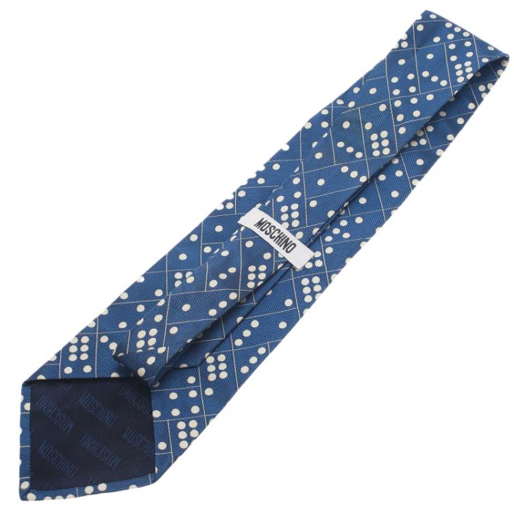 مملوكة مسبقًا Moschino Blue Domino Print Silk Tie