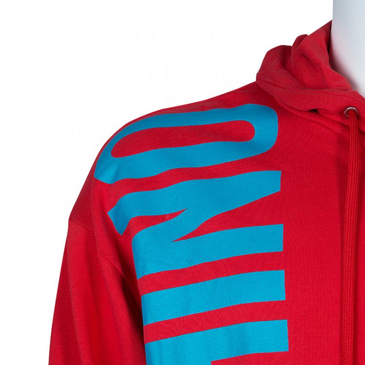 Pre Owned Moschino Men's Red Logo Hooded Jacket M