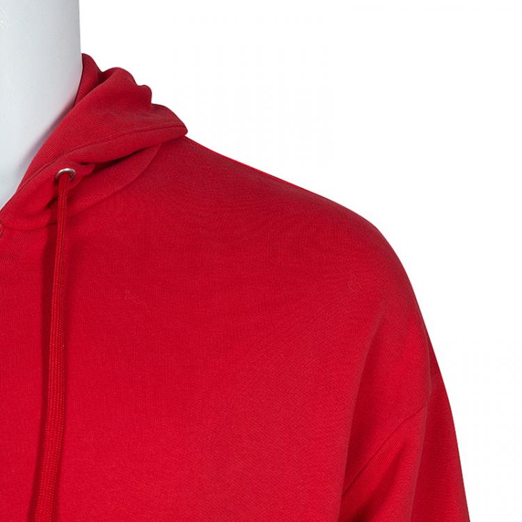 Pre Owned Moschino Men's Red Logo Hooded Jacket M