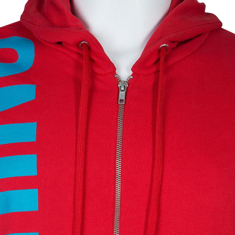 Pre Owned Moschino Men's Red Logo Hooded Jacket M