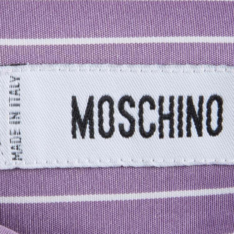 Pre Owned Moschino Purple Striped Long Sleeve Button Front Shirt L