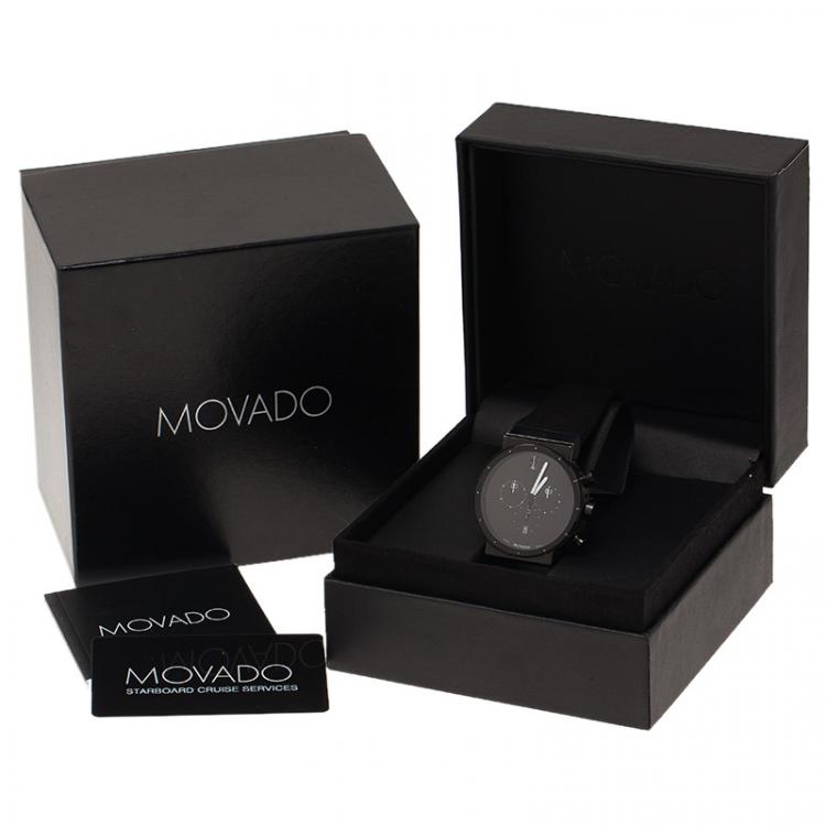 Pre Owned Movado Black PVD Stainless Steel 0606501 Men's Wristwatch 42MM