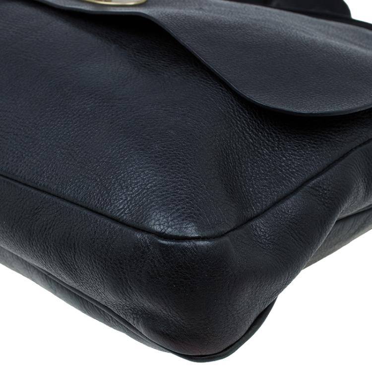 Pre Owned Mulberry Black Leather Messenger Bag