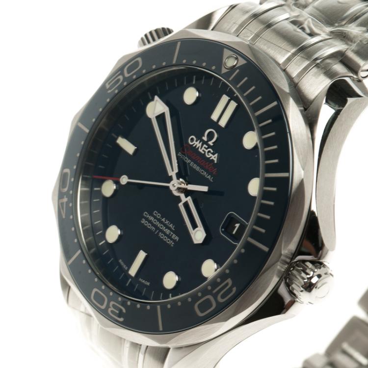 Pre Owned Omega Blue Stainless Steel Seamaster Professional Men's Wristwatch 41 mm