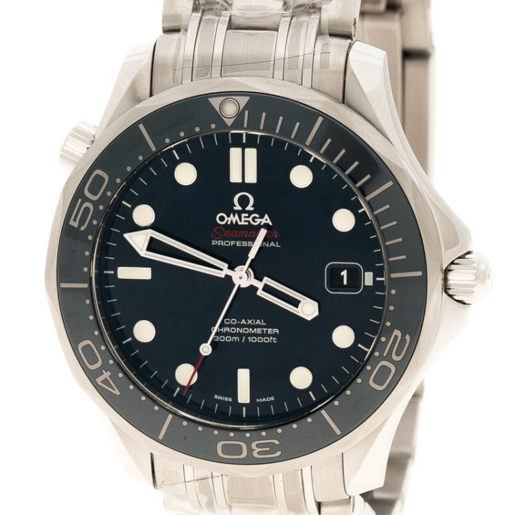 Pre Owned Omega Blue Stainless Steel Seamaster Professional Men's Wristwatch 41 mm