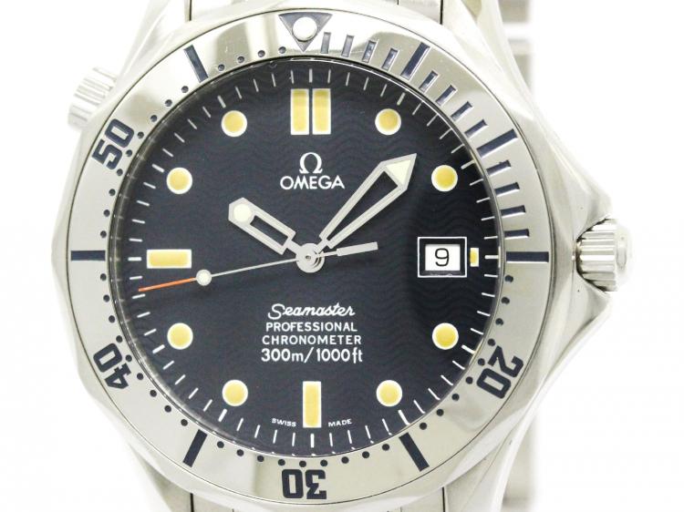 Pre Owned Omega Navy Blue Stainless Steel Seamaster Professional Men's Wristwatch 41MM