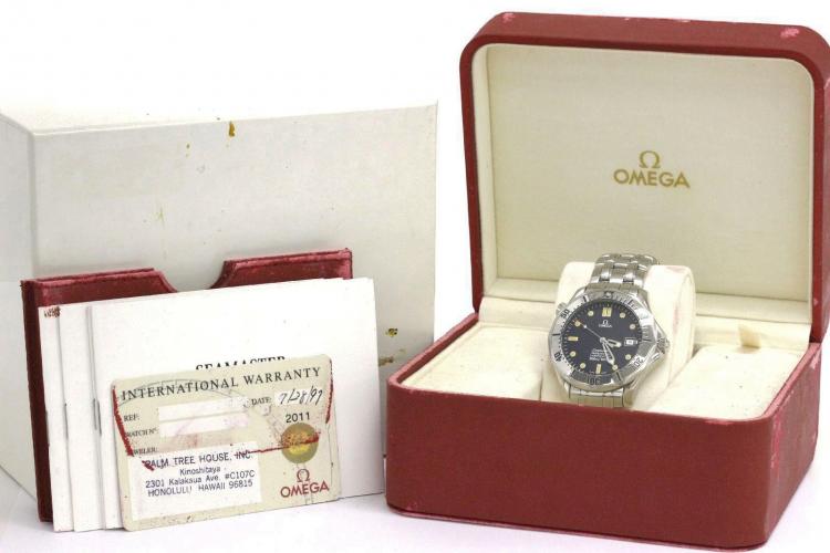 Pre Owned Omega Navy Blue Stainless Steel Seamaster Professional Men's Wristwatch 41MM