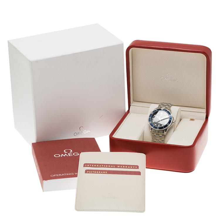Pre Owned Omega Blue Stainless Steel Seamaster Men's Wristwatch 41MM
