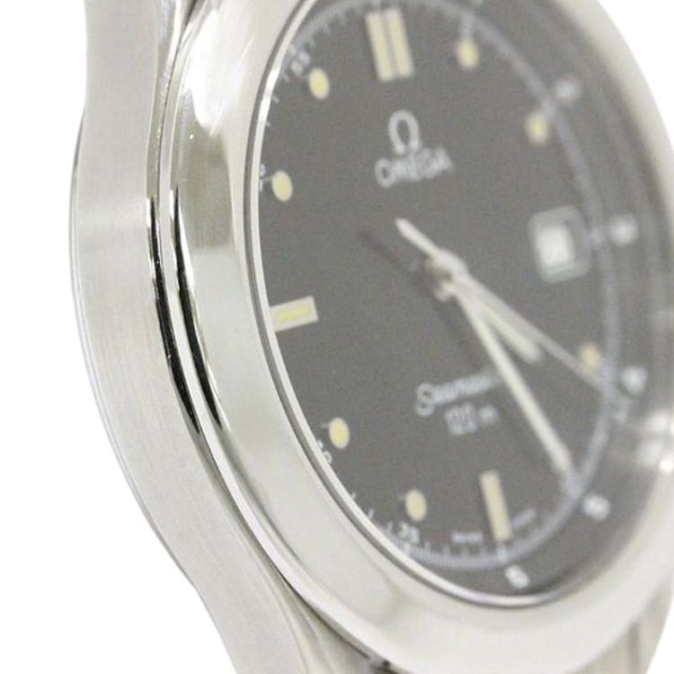 Pre Owned Omega Black Stainless Steel Seamaster Men's Wristwatch 36MM