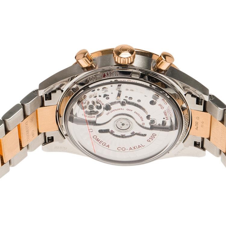 Pre Owned Omega Black 18K Rose Gold and Stainless Steel Speedmaster Men's Wristwatch 41MM