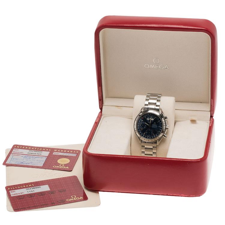 Pre Owned Omega Black Stainless Steel Speedmaster Men's Wristwatch 38MM