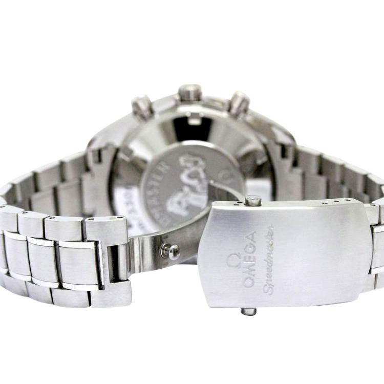 Pre Owned Omega Silver Stainless Steel Speedmaster Men's Wristwatch 39MM
