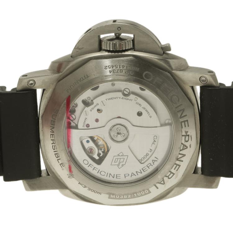 Pre Owned Panerai Black Titanium Luminor Submersible 1950 3Days Automatic PAM00305 Men's Wristwatch 47MM