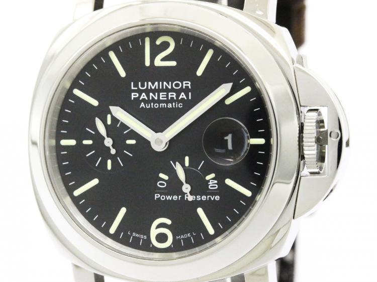 Pre Owned Panerai Black Stainless Steel Luminor Men's Wristwatch 44MM