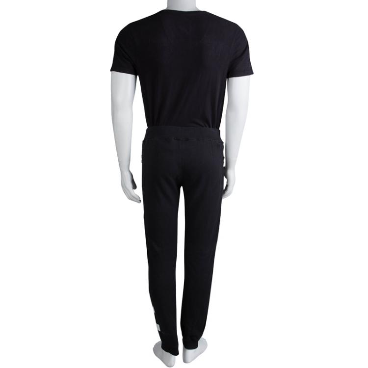 Pre Owned Philipp Plein Black Skull Print Embellished Jogger Pants L