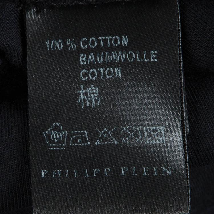 Pre Owned Philipp Plein Black King Plein Printed Crew Neck T-Shirt L