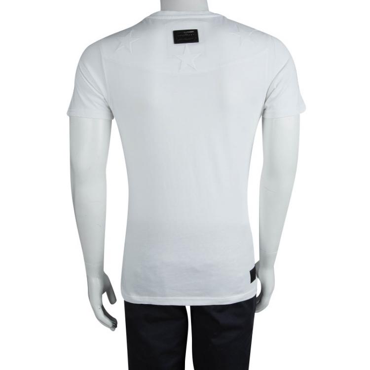 Pre Owned Philipp Plein White The Gold Standard Embellished Cotton T-Shirt L