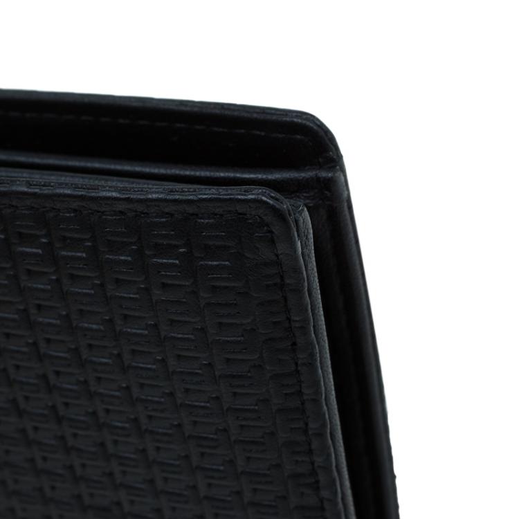 Pre Owned Porsche Design Black Logo Embossed Leather Bi-fold Wallet