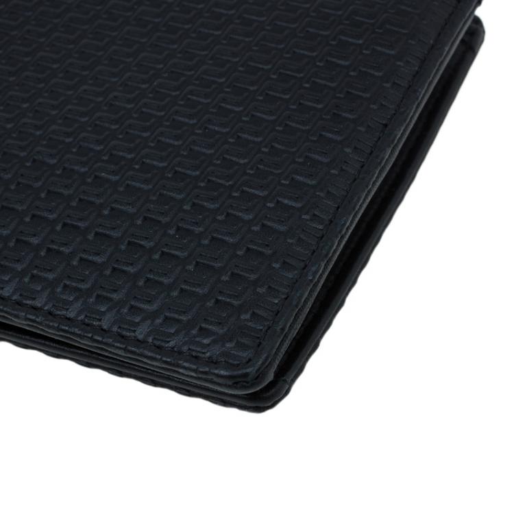 Pre Owned Porsche Design Black Logo Embossed Leather Bi-fold Wallet