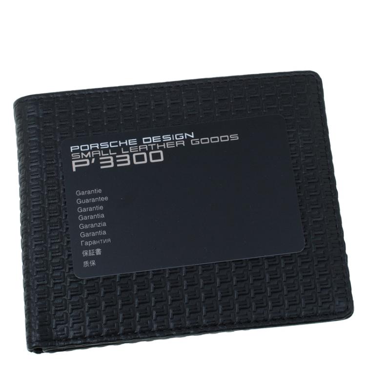 Pre Owned Porsche Design Black Logo Embossed Leather Bi-fold Wallet