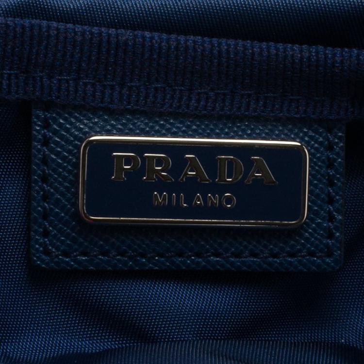 Pre Owned Prada Blue Nylon Laptop Case