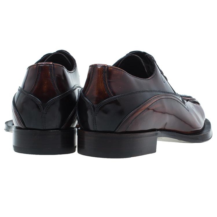 Pre Owned Prada Brown Leather Runway Gladiator Oxfords Size 43