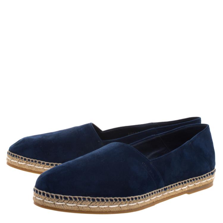 مملوكة مسبقًا Prada Ultramarine Blue Suede Espadrille Loafers Size 43