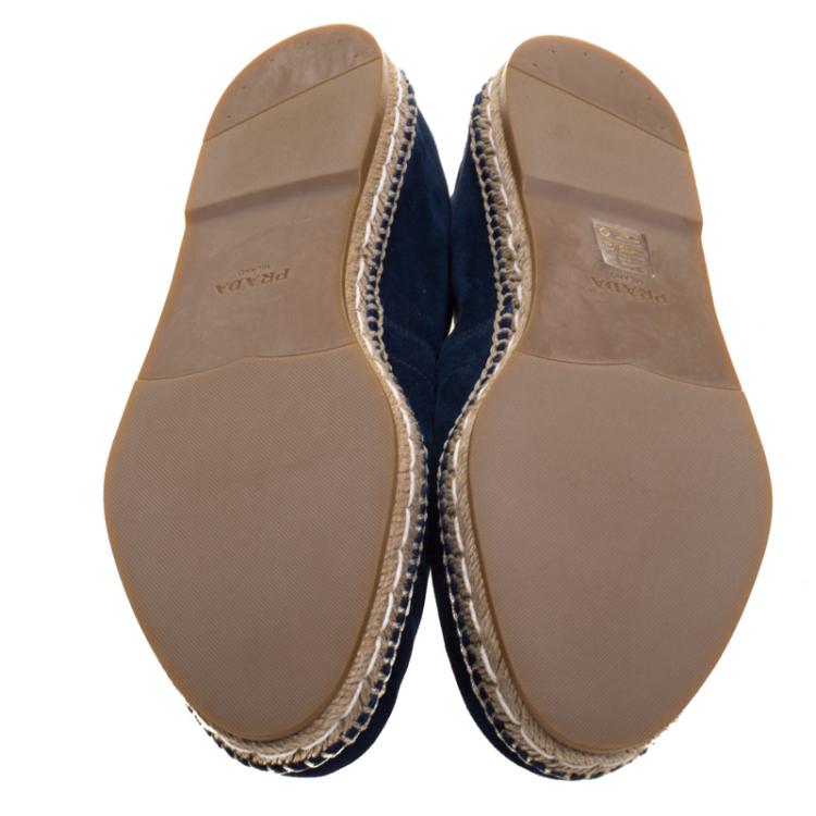 مملوكة مسبقًا Prada Ultramarine Blue Suede Espadrille Loafers Size 43