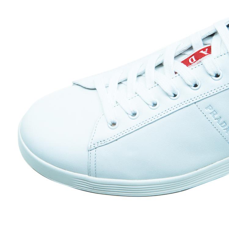 Pre Owned Prada Sport White Leather Lace Up Platform Sneakers Size 45