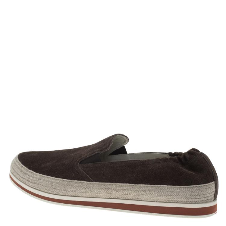 مملوكة مسبقًا Prada Sport Brown Suede Espadrille Sneakers Size 41.5