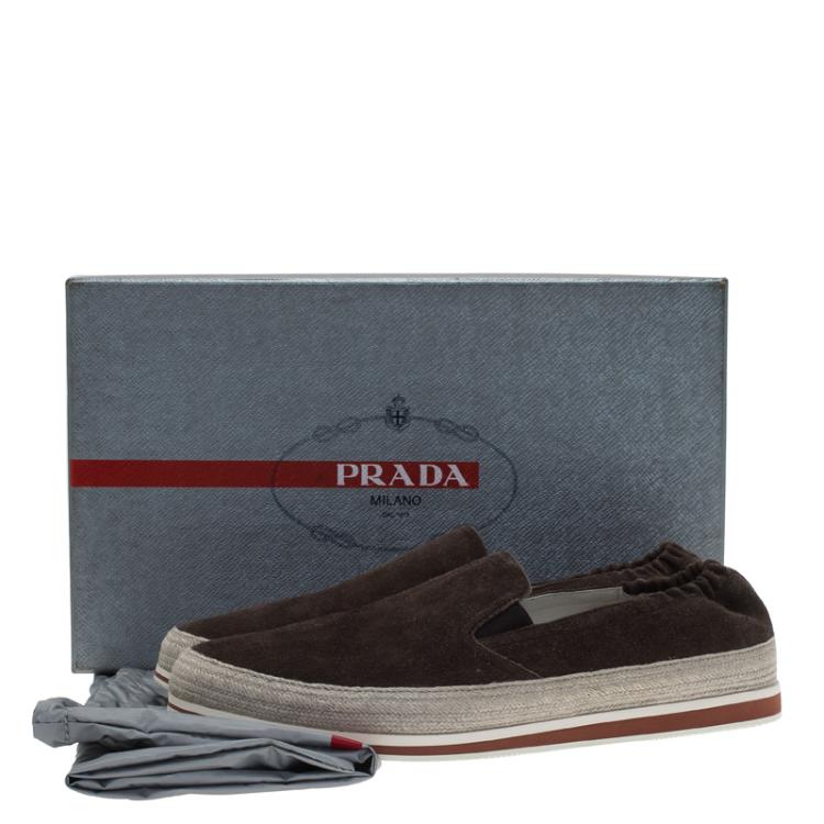 مملوكة مسبقًا Prada Sport Brown Suede Espadrille Sneakers Size 41.5