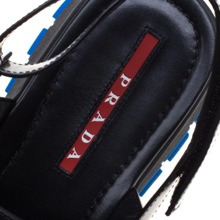 Pre Owned Prada Sport Black Leather Sandals Size 44
