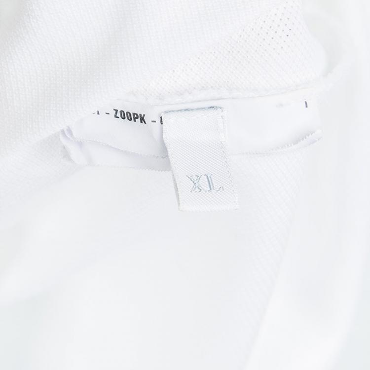 Pre Owned Prada Sport White Honeycomb Knit Contrast Collar Detail Polo T-Shirt XL