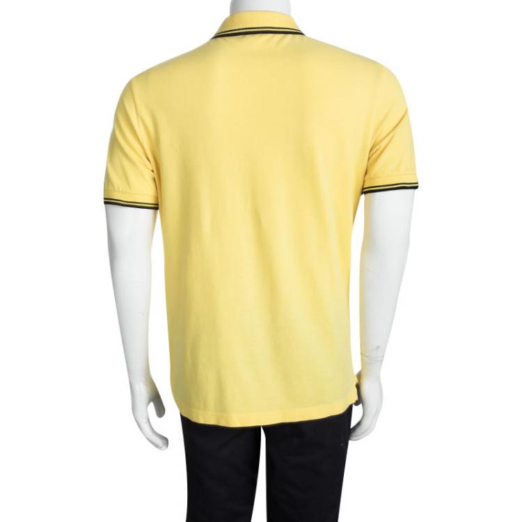 Pre Owned Prada Sport Yellow Panther Embroidered Polo T-Shirt XL