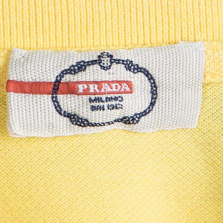 Pre Owned Prada Sport Yellow Panther Embroidered Polo T-Shirt XL
