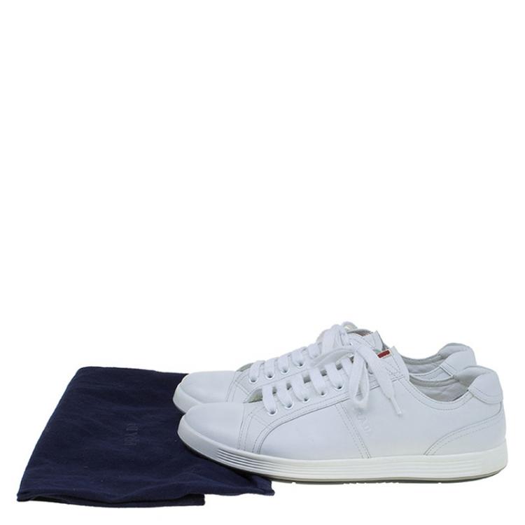 Pre Owned Prada Sport White Leather Lace Up Platform Sneakers Size 42
