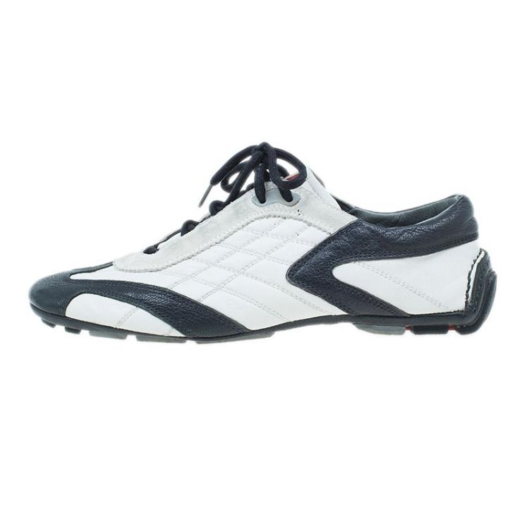 Pre Owned Prada Sport White and Black Leather Sneakers Size 40 