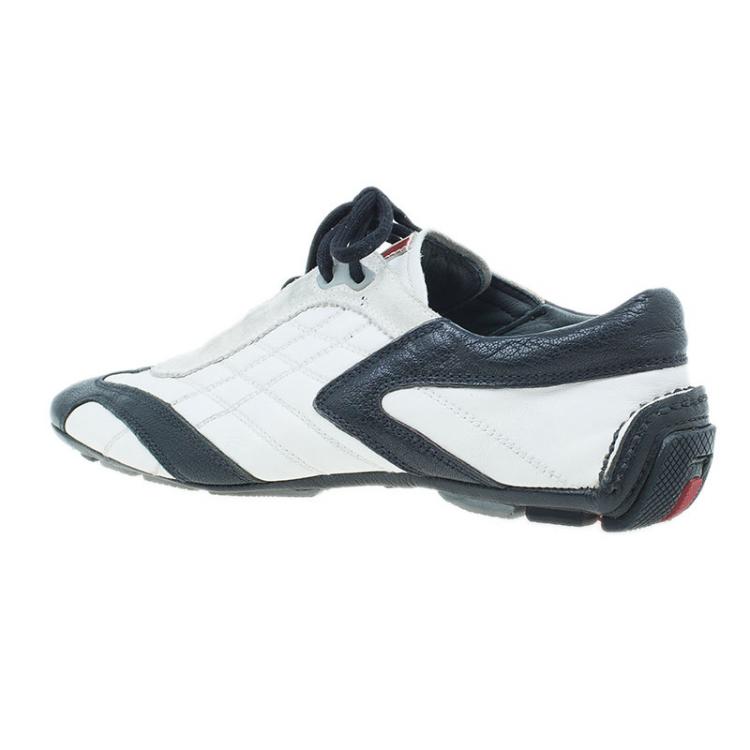 Pre Owned Prada Sport White and Black Leather Sneakers Size 40 