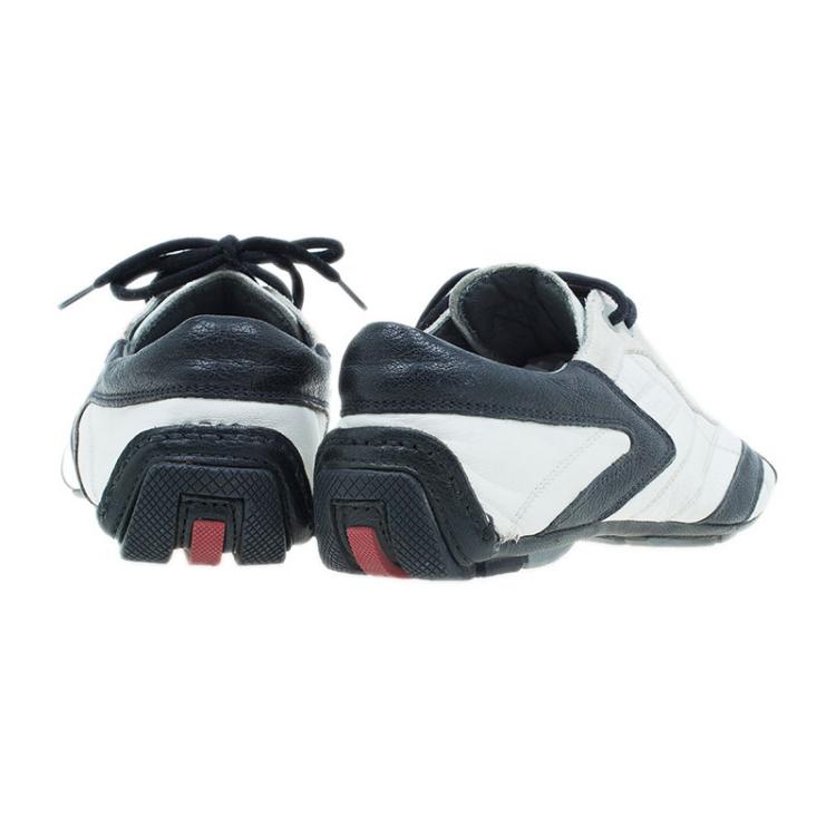 Pre Owned Prada Sport White and Black Leather Sneakers Size 40 