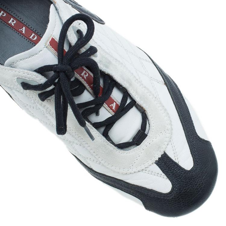 Pre Owned Prada Sport White and Black Leather Sneakers Size 40 