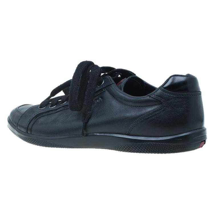 Pre Owned Prada Sport Black Leather Lace up Sneakers Size 41