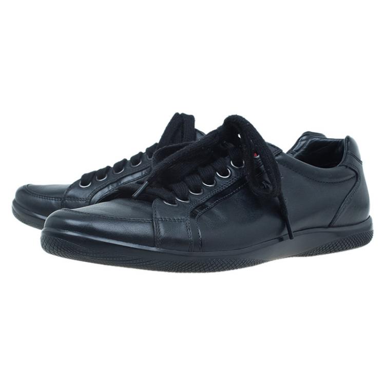 Pre Owned Prada Sport Black Leather Lace up Sneakers Size 41