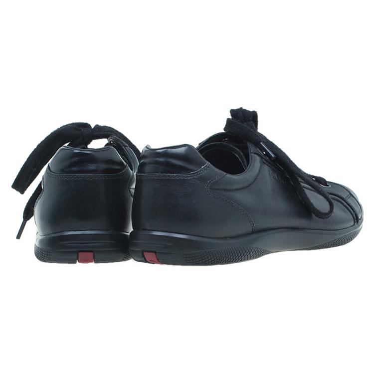 Pre Owned Prada Sport Black Leather Lace up Sneakers Size 41