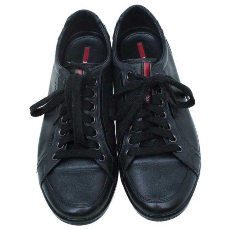 Pre Owned Prada Sport Black Leather Lace up Sneakers Size 41