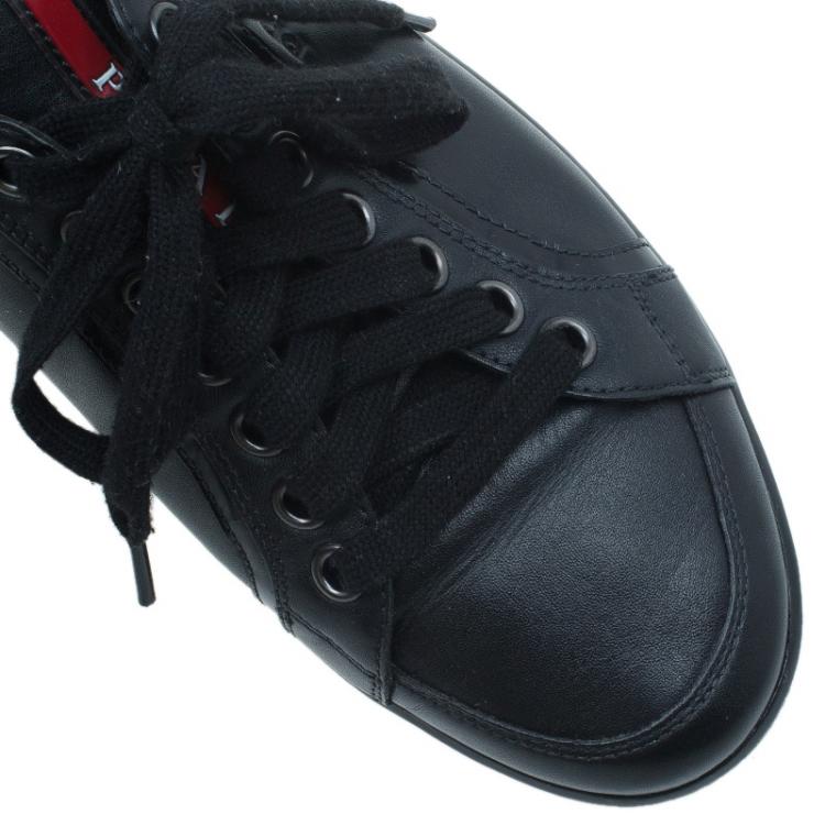 Pre Owned Prada Sport Black Leather Lace up Sneakers Size 41